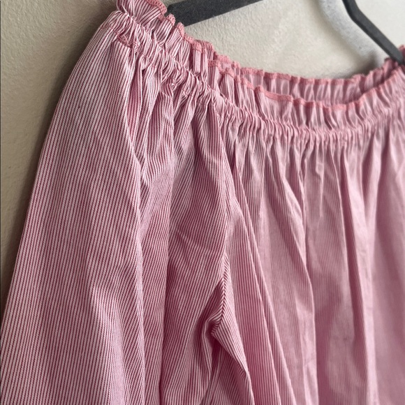 Bebe stripe bell sleeve crop top size red /white medium new - Picture 4 of 12